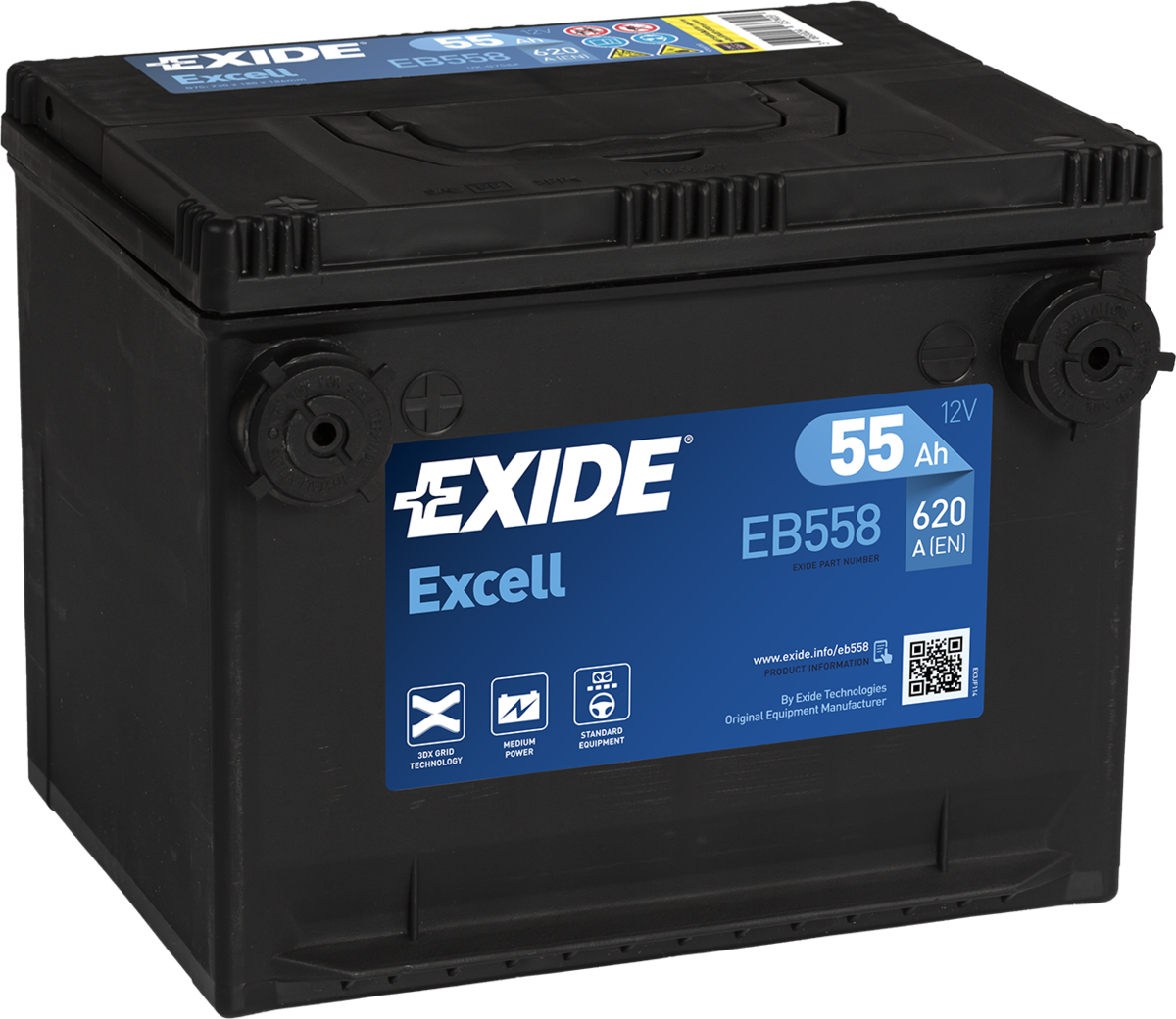 EXIDE EXCELL EB558 USA -SIVUNAPA AKKU 55Ah 620A 