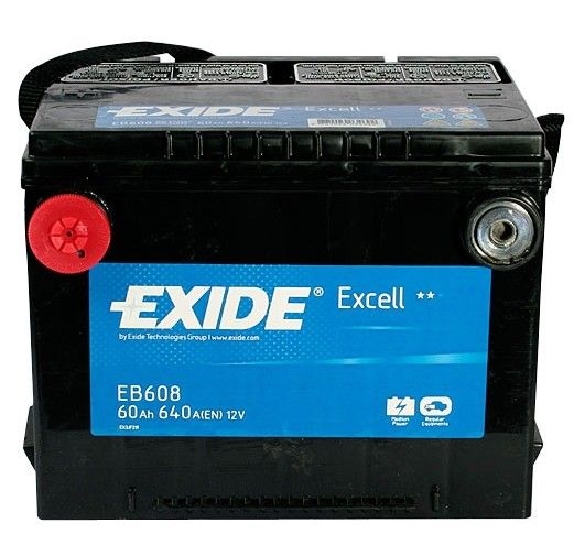 EXIDE EB608 USA -SIVUNAPA AKKU 60Ah 640A            