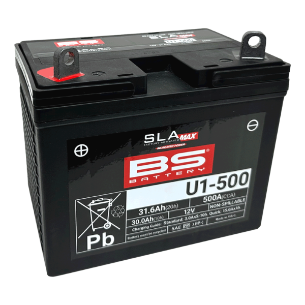 BS BATTERY  U1-500 MAX SLA-AGM AKKU 12v 31,6Ah / 500A/EN ( + / - )