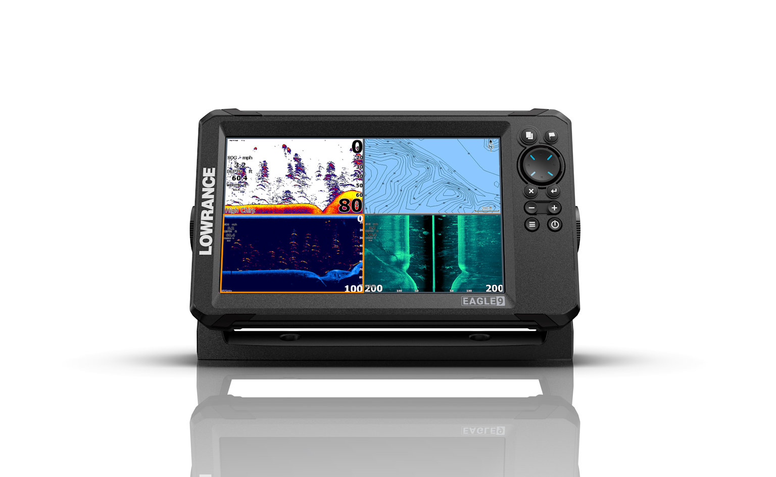 LOWRANCE Eagle 9  värinäytöllinen yhdistelmälaite, IPS näyttö, HI-CHIRP/200/455/800kHz/Structurescan, GPS karttaplotteri MicroSD korttip