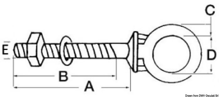 Ruostumaton silmukkaruuvi AISI 316   6x40mm