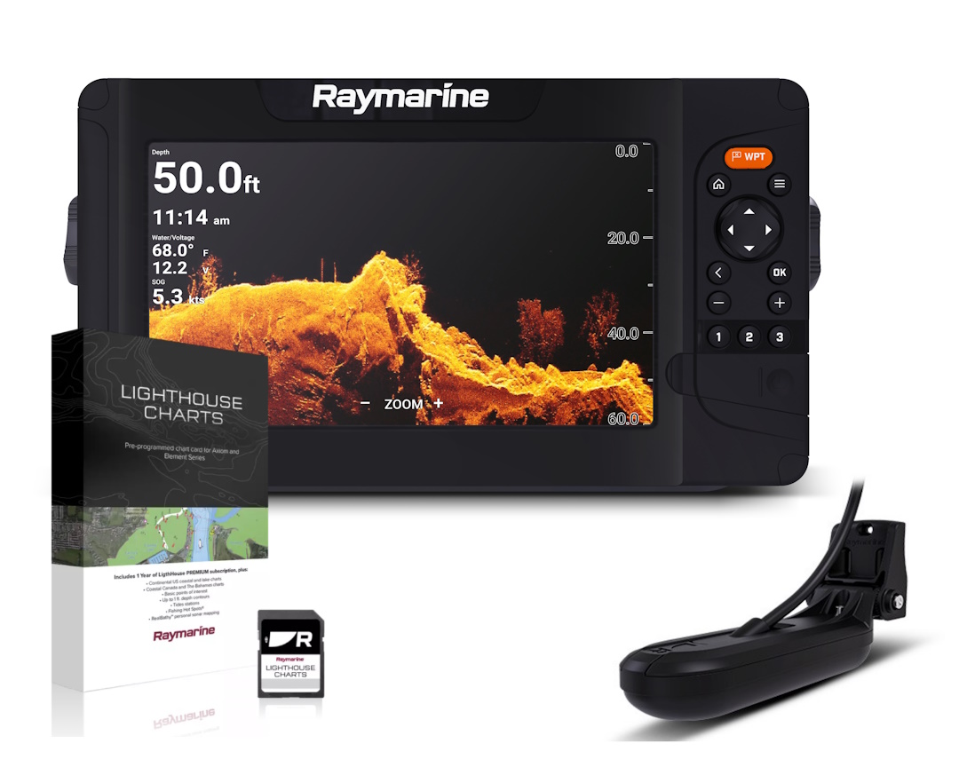 RAYMARINE ELEMENT 9 HV  UUDEMPI HV-100.02 pp.anturi ja Pohjois-Euroopan LightHouse kartta 