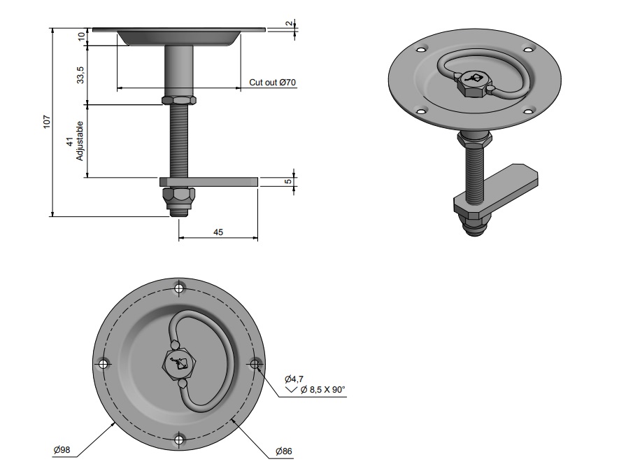 ROCA NOSTORENGAS SALVALLA 421840 Ø 100 mm  AISI316     